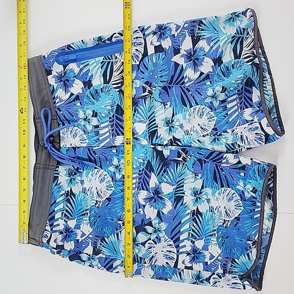 Mex Men's Swim Trunks Shorts Liner Blie White Tropical Print Size Large - Picture 10 of 12